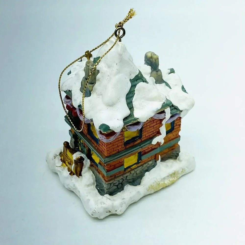 Vintage Christmas Ornament Snowy Cottage House With Trees Christmas Village